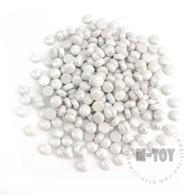 White Iridescent Round Glass Mosaic SRL100