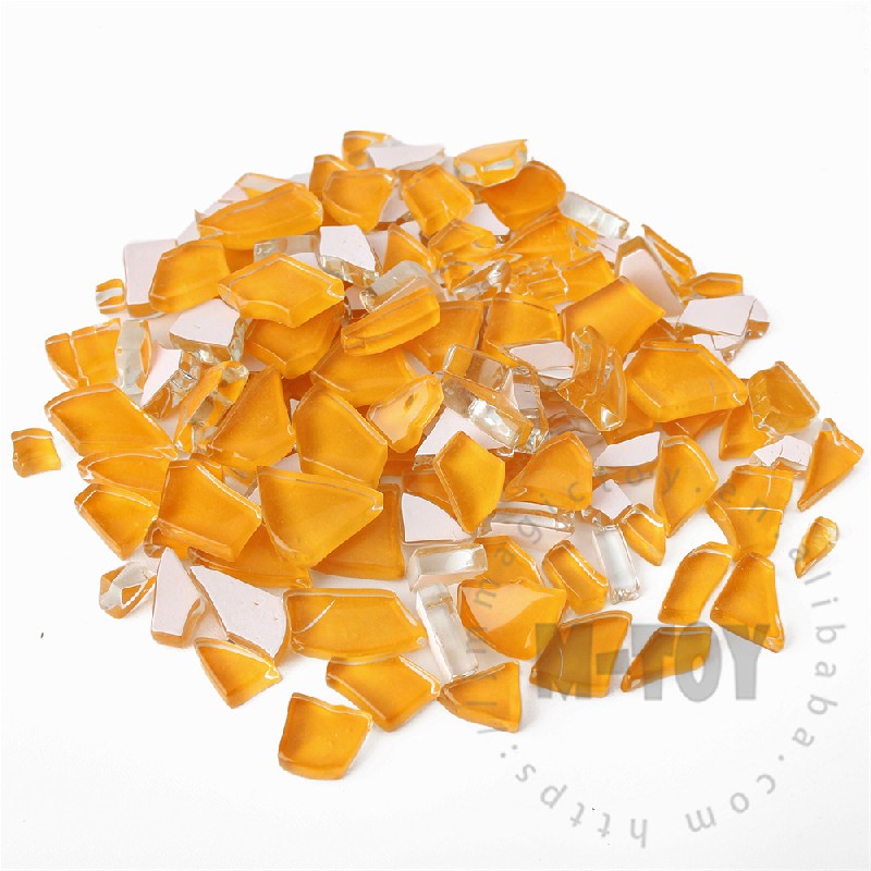 Orange Irregular Crackled Glass Mosaic TC-CC944