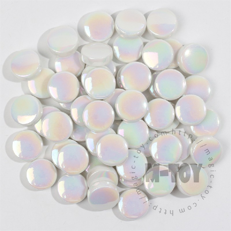 White Iridescent Round Glass Mosaic 20SRL100