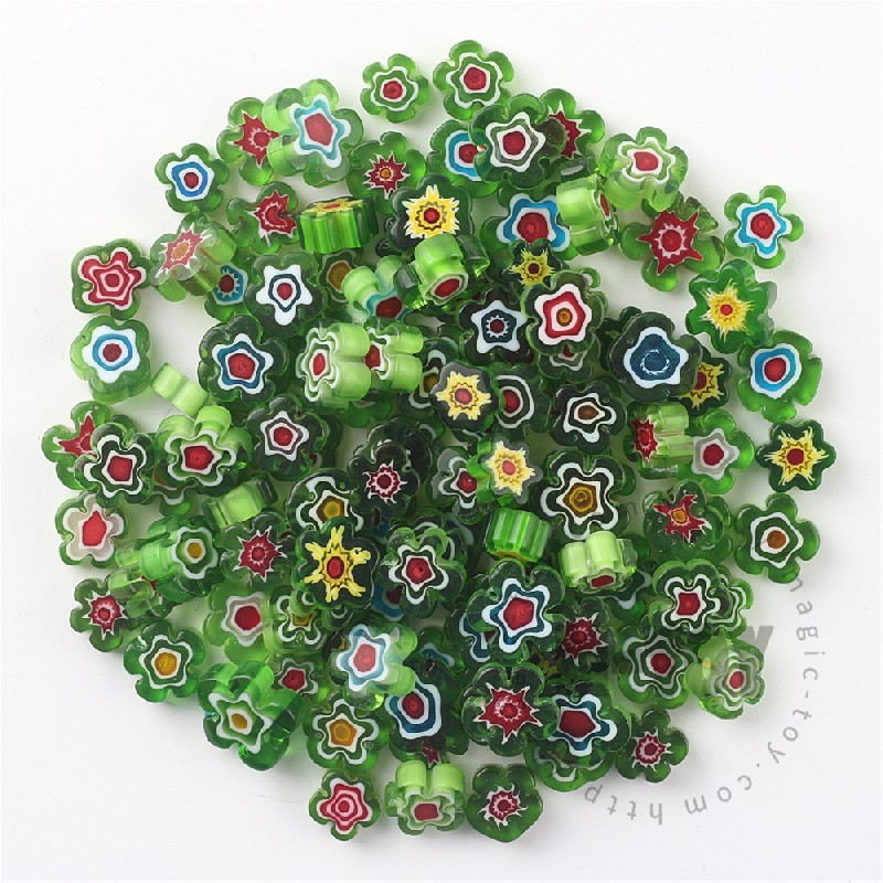 Green Color Mixed Flower Millefiori 914-FW6000