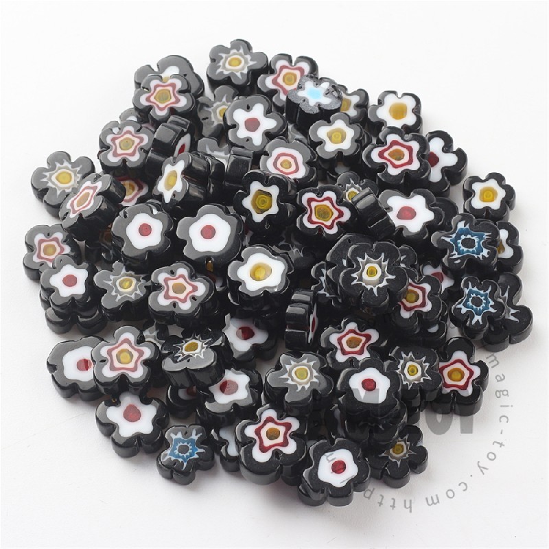 Black Color Mixed Flower Millefiori 914-FW8000