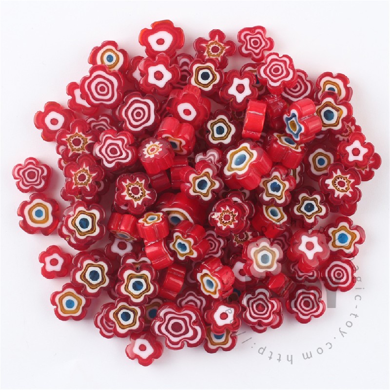 Red Color Mixed Flower Millefiori 914-FW9004