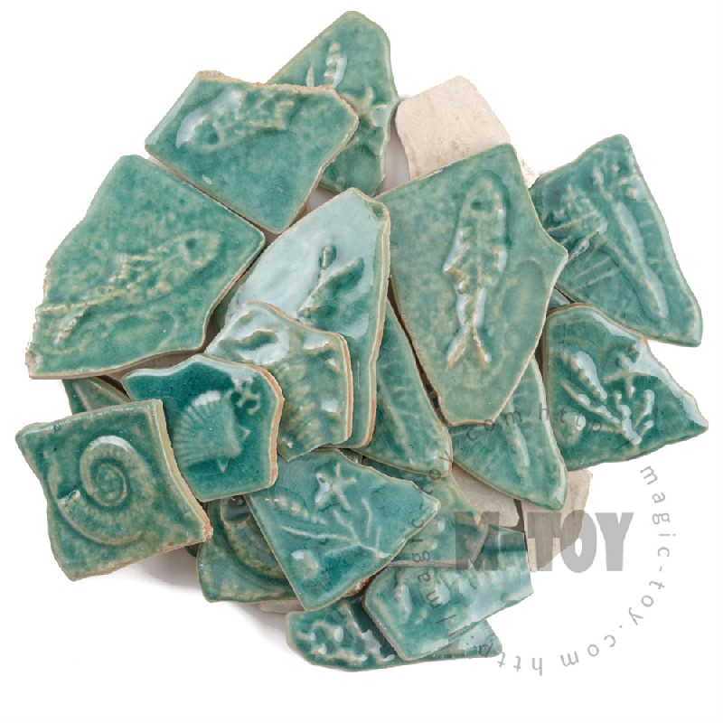 Green Irregular Motif Ceramic Mosaic Shard CSDA602