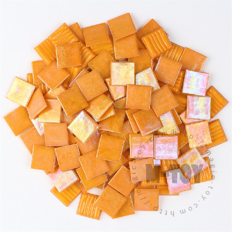 Orange  Iridescent Square Hot-melting Glass Mosaic 20PSI902