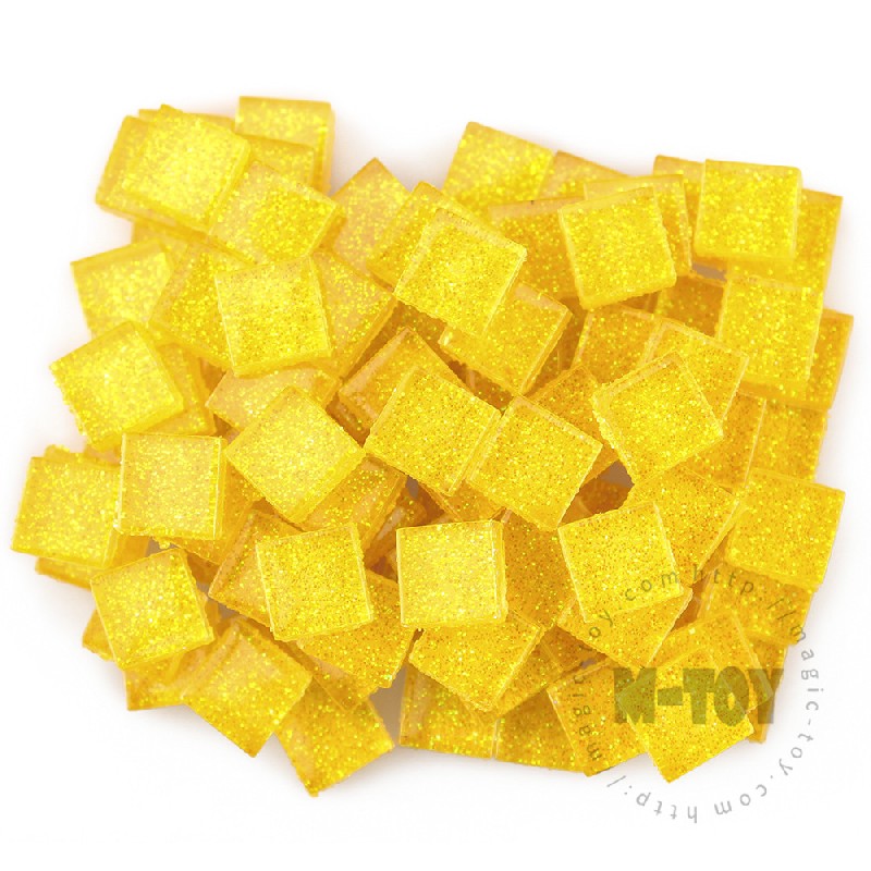 Yellow Square Glitter Glass Mosaic 10-SPA917