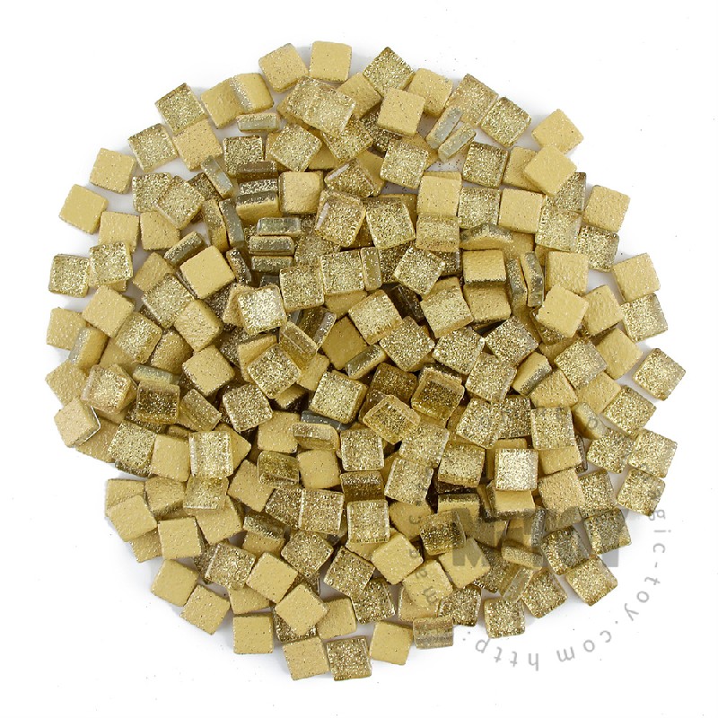 Yellow Gold Square Glitter Glass Mosaic 10-SPA908