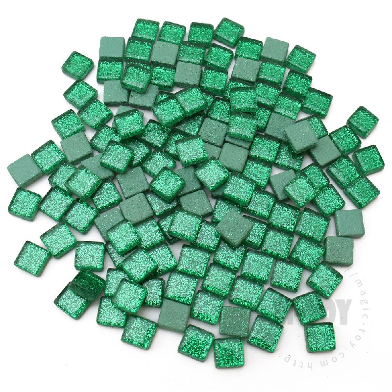 Green Square Glitter Glass Mosaic 10-SPA606