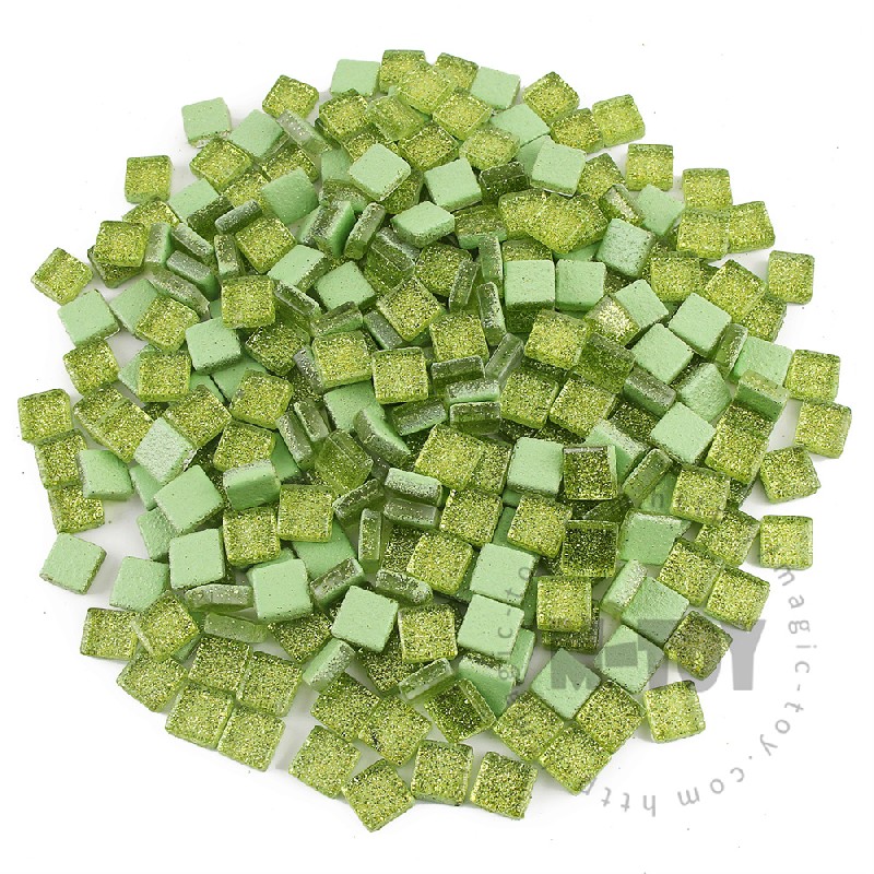 Grass Green Square Glitter Glass Mosaic 10-SPA604