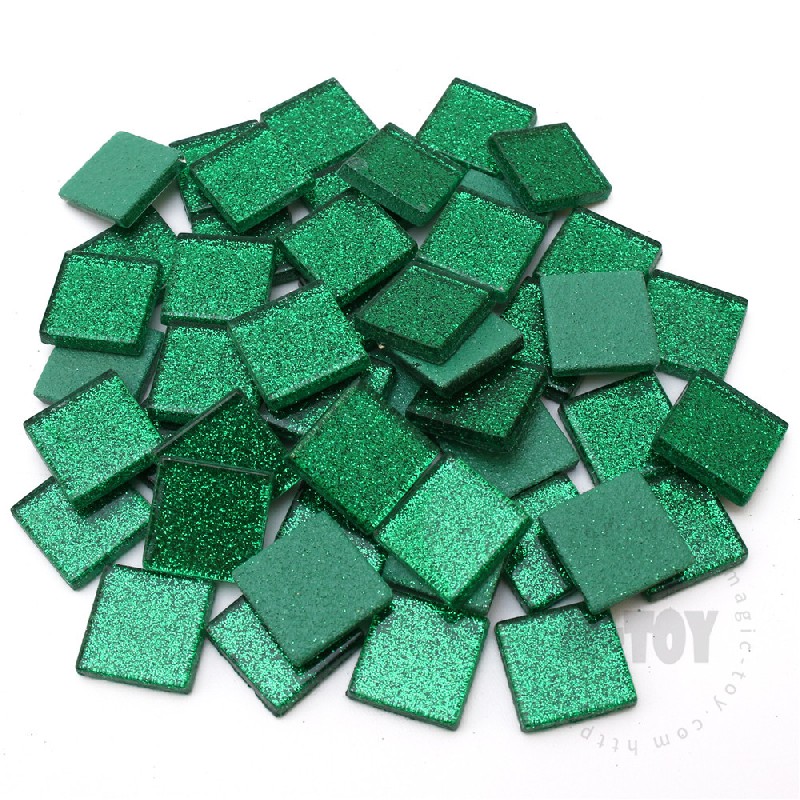 Green Square Glitter Glass Mosaic 20-SPA606