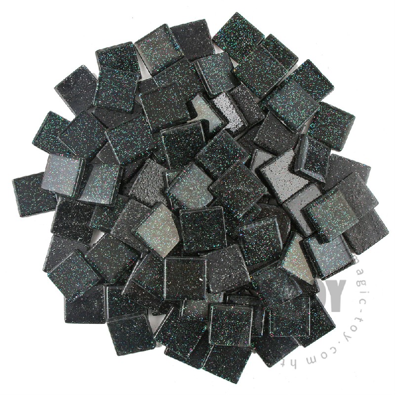 Black Square Glitter Glass Mosaic 20-SPA801