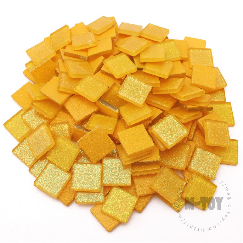 Yellow Square Glitter Glass Mosaic 20-SPA917