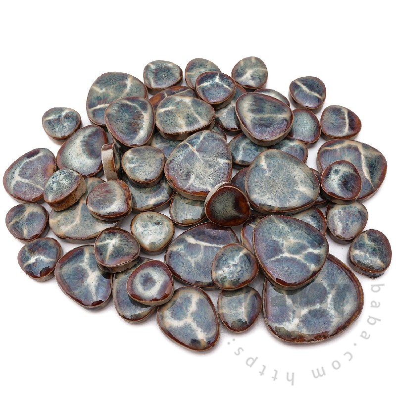 Blue Pebble Shape Ceramic Mosaic CDD702