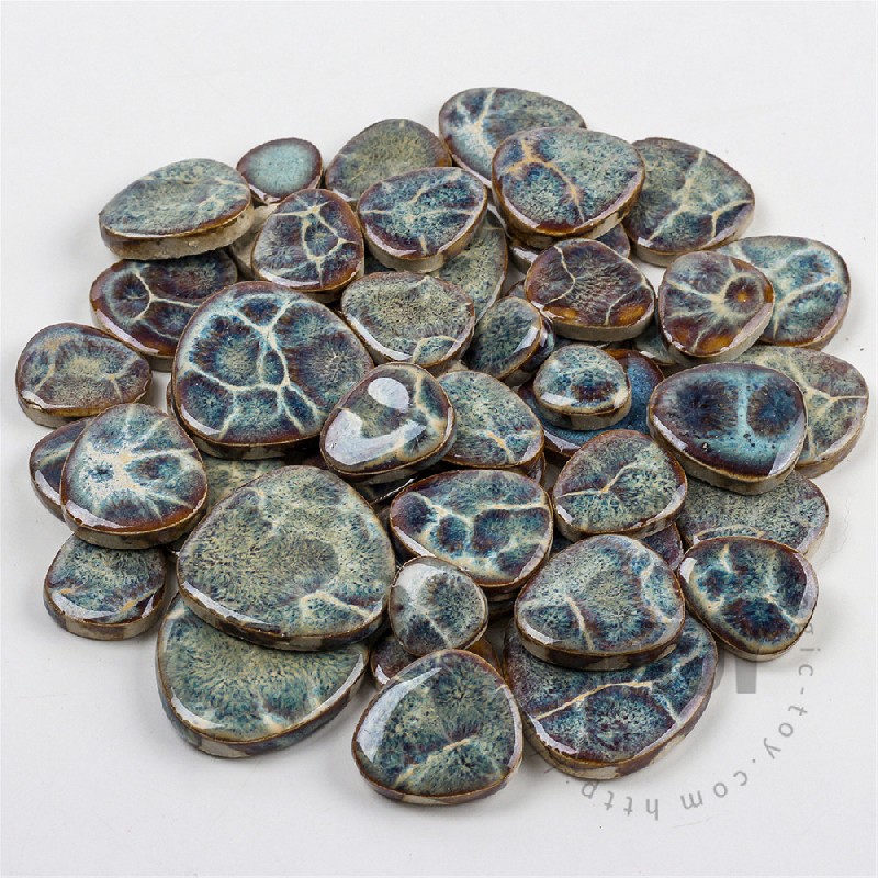 Blue Pebble Shape Ceramic Mosaic CDD709