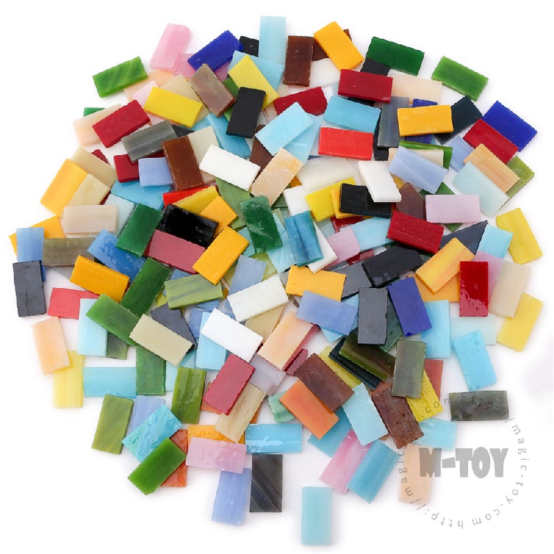 Assorted Color Rectangle Opaque Stained Glass Mosaic 1020OBG1001