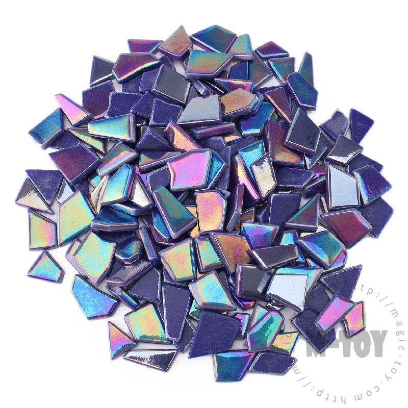 Dark Blue Iridescent Irregular Shape Glass Mosaic IR-SSL05