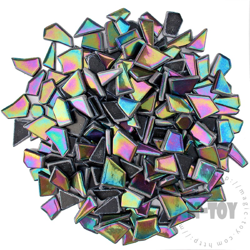 Black Iridescent Irregular Shape Glass Mosaic IR-SSL56