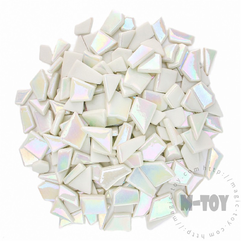 White Iridescent Irregular Shape Glass Mosaic IR-SSL100