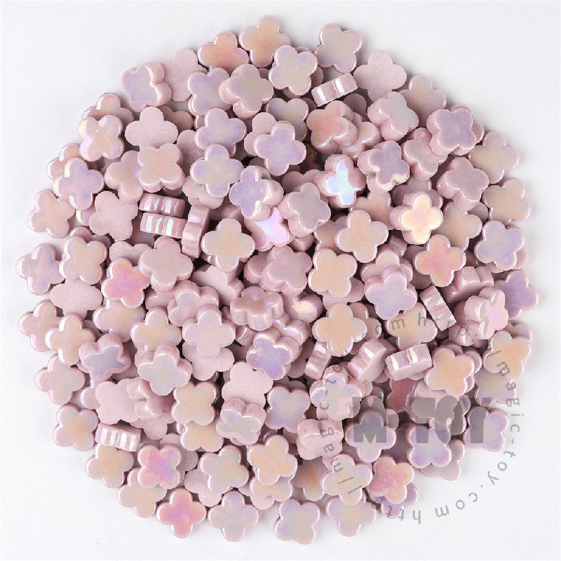 Pink Iridescent Flower Glass Mosaic SMHI68