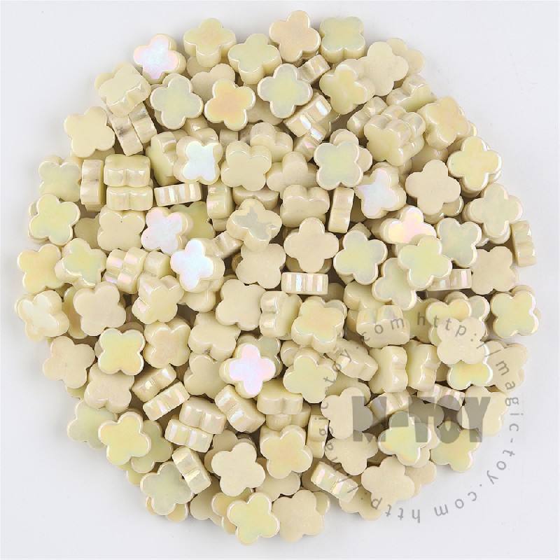 Beige Iridescent Flower Glass Mosaic SMHI30