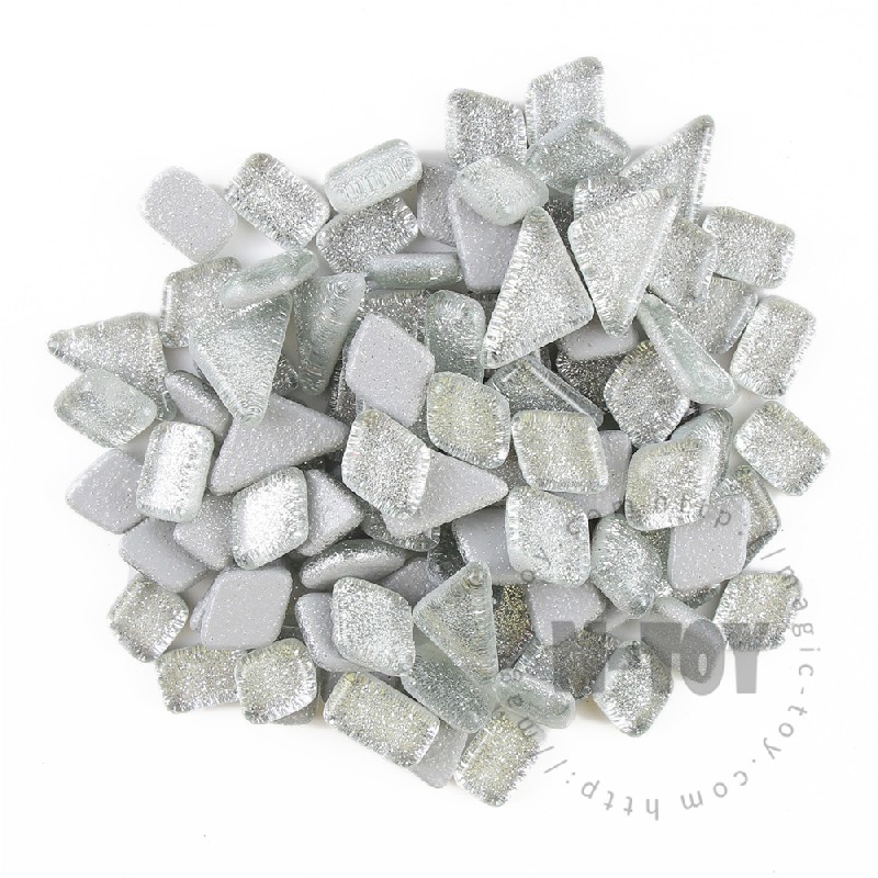 Silver Irregular Shape Glitter Glass Mosaic IR-SPA103