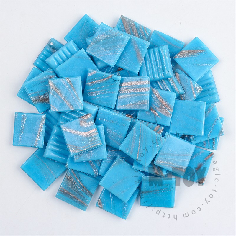 Blue Square Golden Line Hot-melting Glass Mosaic 20GSG706