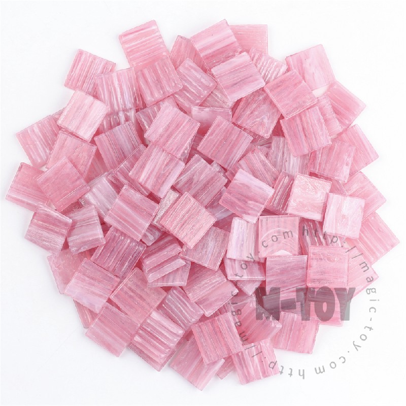 Pink Square Golden Line Hot-melting Glass Mosaic 20GST401