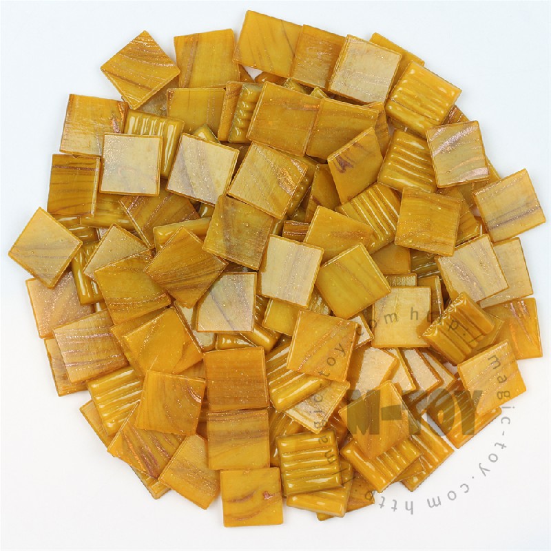 Yellow Square Golden Line Hot-melting Glass Mosaic 20GSM903