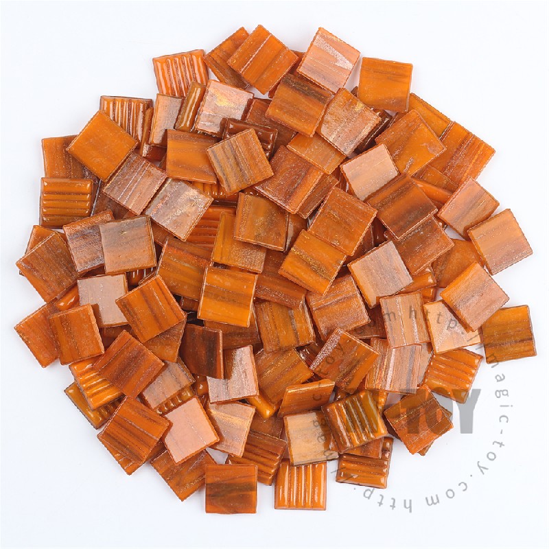 Orange Square Golden Line Hot-melting Glass Mosaic 20GSM904