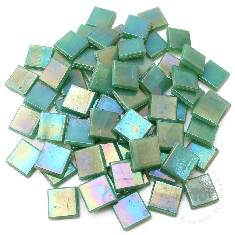 Green Iridescent Square Ice Jade Hot-melting Glass Mosaic WSI626