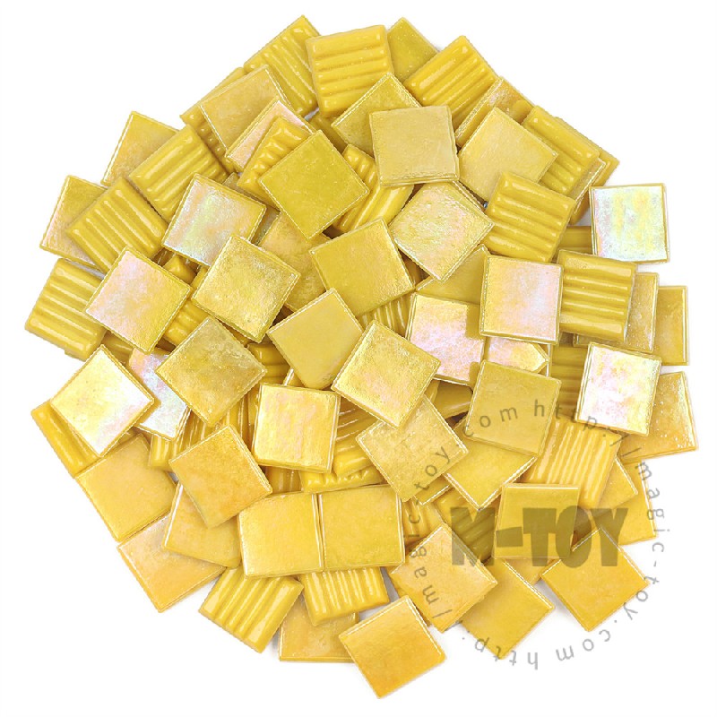 Iridescent Yellow Square Hot-melting Glass Mosaic PSI901