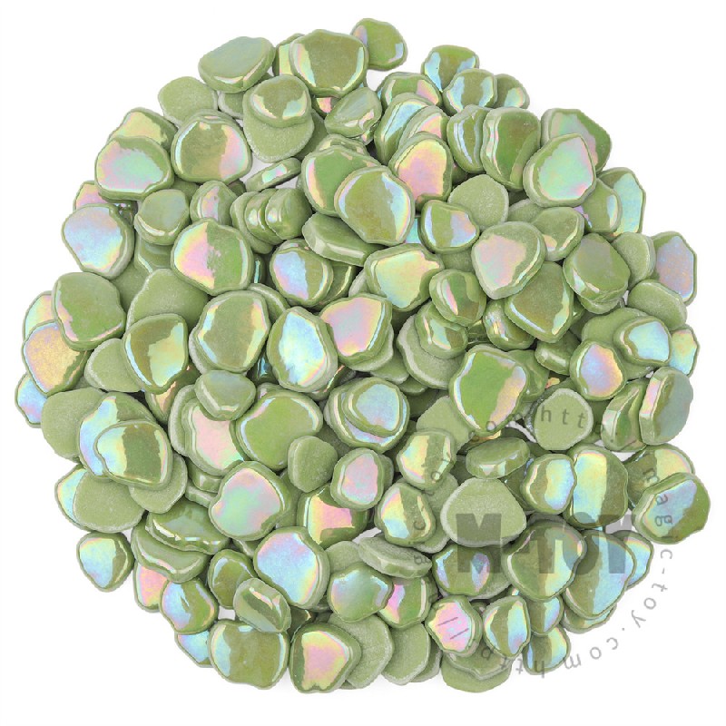 Iridescent Grass Green Blossom Petals Glass Mosaic SMAI47