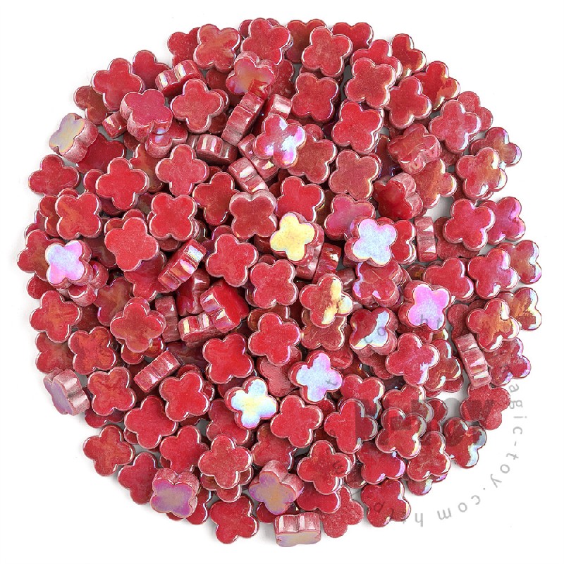 Iridescent Red Flower Glass Mosaic SMHI16