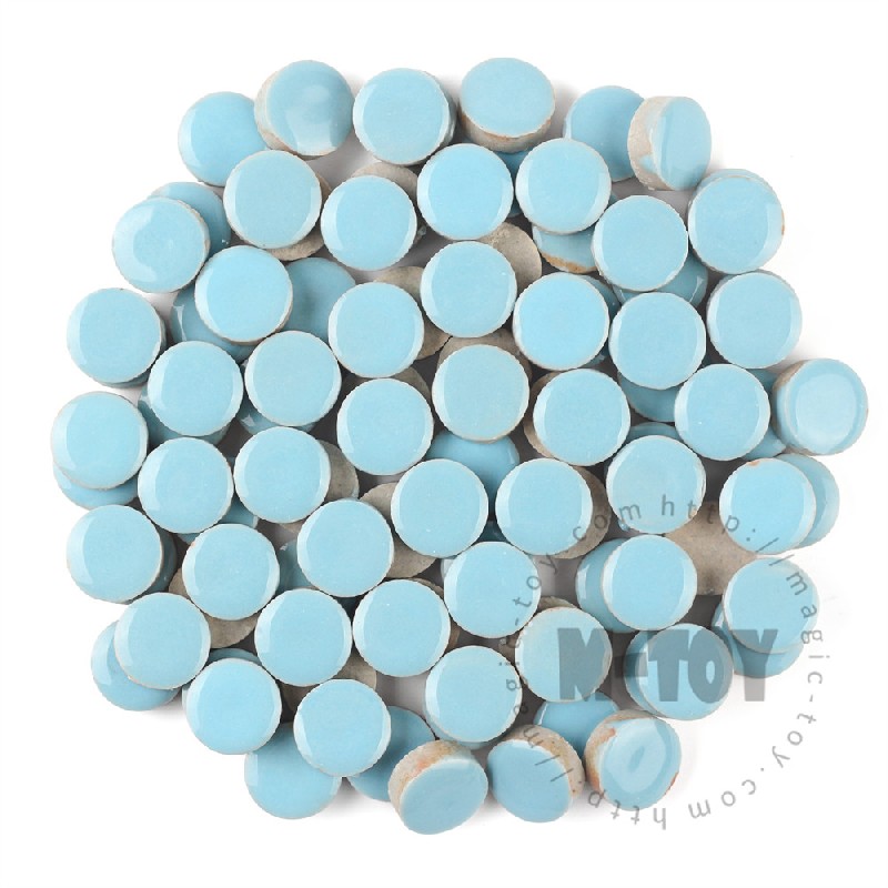 Sky Blue Round Shape Ceramic Mosaic 15CRG701