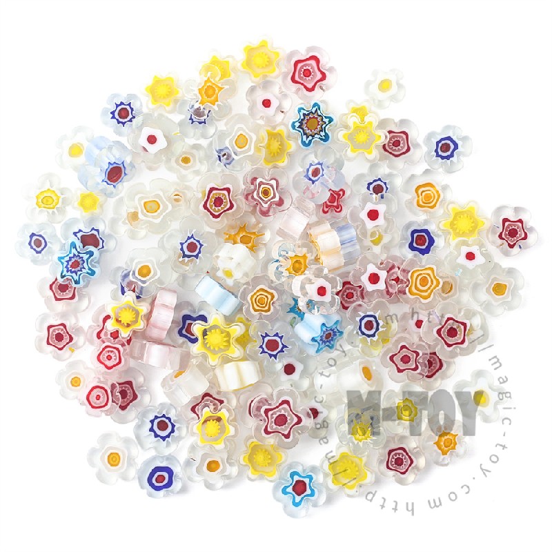 White Color Mixed Flower Millefiori 914-FW1000