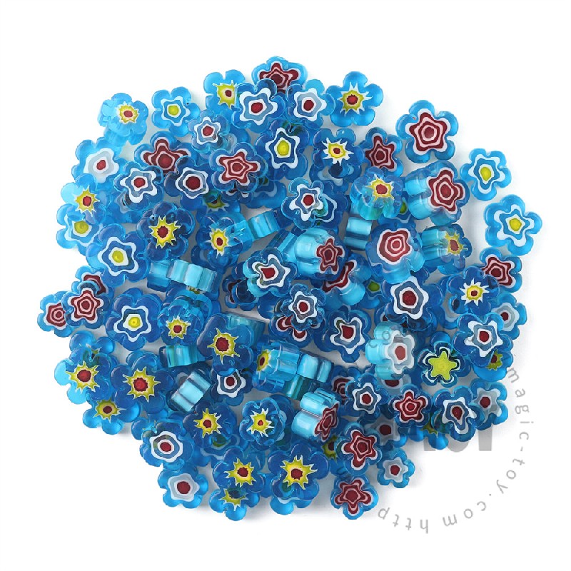 Lake Blue Color Mixed Flower Millefiori 914-FW7000