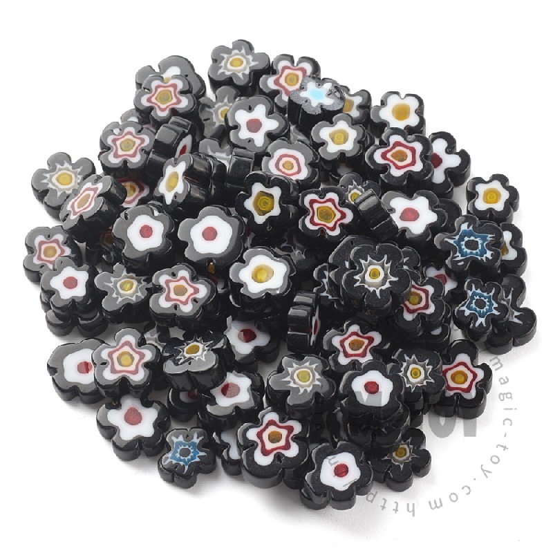 Black Color Mixed Flower Millefiori 914-FW8000