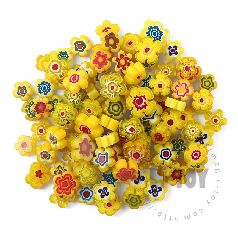 Yellow Color Mixed Flower Millefiori 914-FW9003