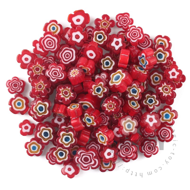 Red Color Mixed Flower Millefiori 914-FW9004