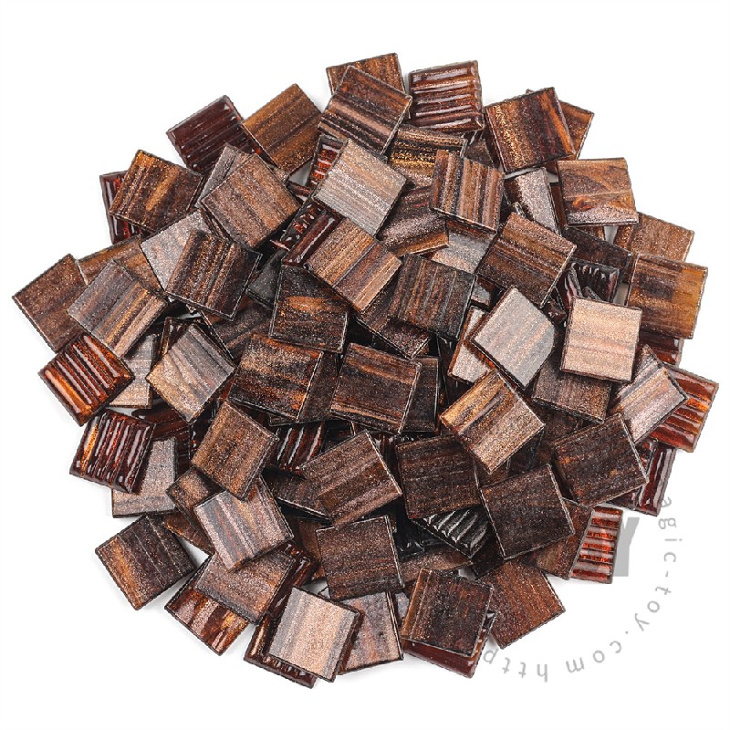 Brown Square Golden Line Hot-melting Glass Mosaic GSM303