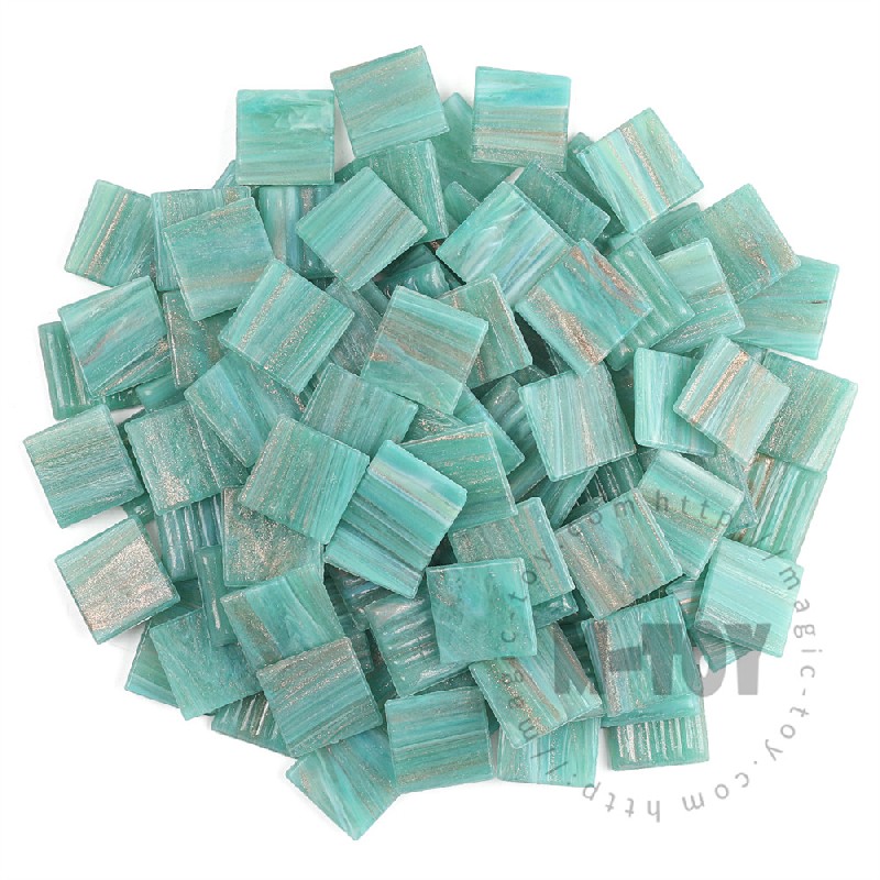 Turquoise Square Golden Line Hot-melting Glass Mosaic GSM608