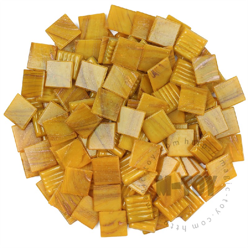 Yellow Square Golden Line Hot-melting Glass Mosaic GSM903