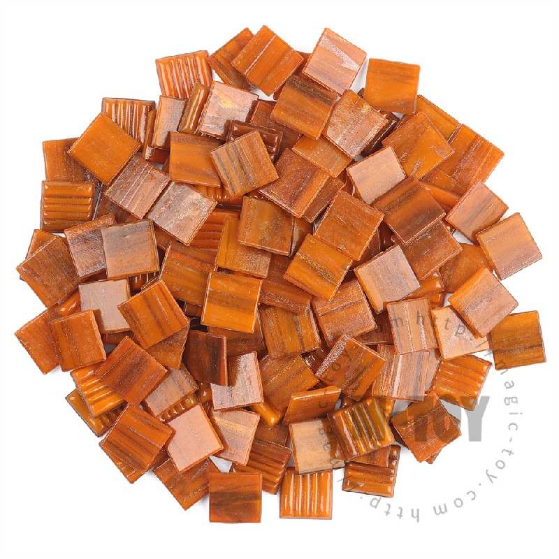 Orange Square Golden Line Hot-melting Glass Mosaic GSM904