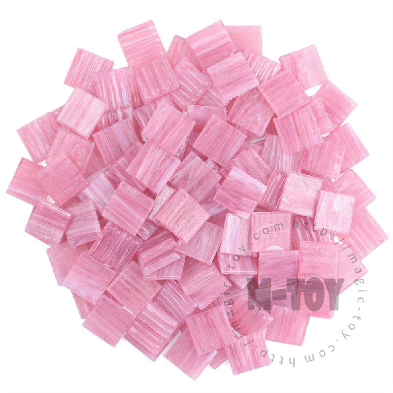 Pink Square Golden Line Hot-melting Glass Mosaic GST401