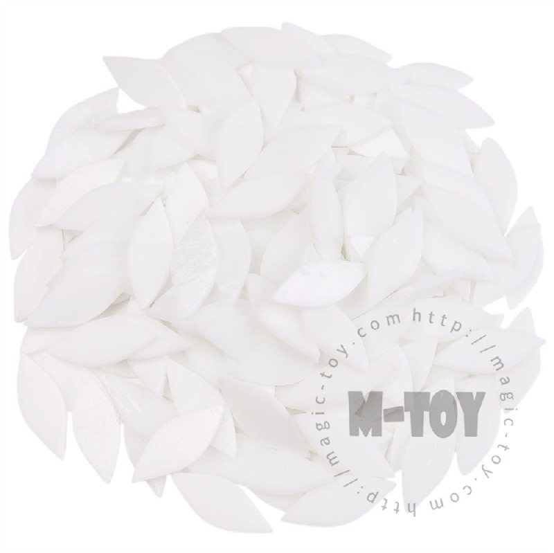 White Leaf Shape Opaque Stained Glass Mosaic 1538OYG102