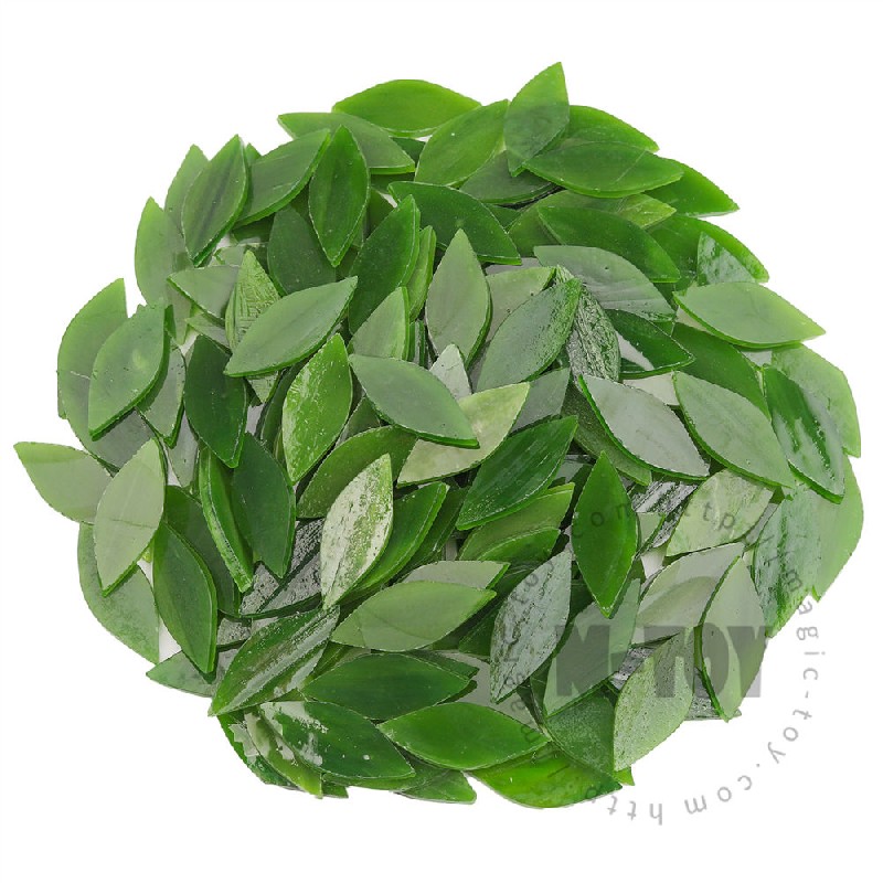 Green Leaf Shape Opaque Stained Glass Mosaic 1538OYG605