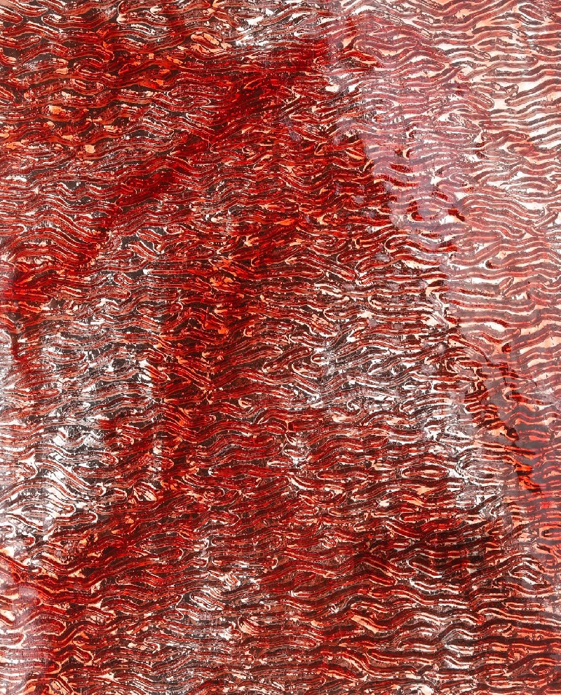 Ripple Mirror Stained Glass Sheet Red 9700-R-J