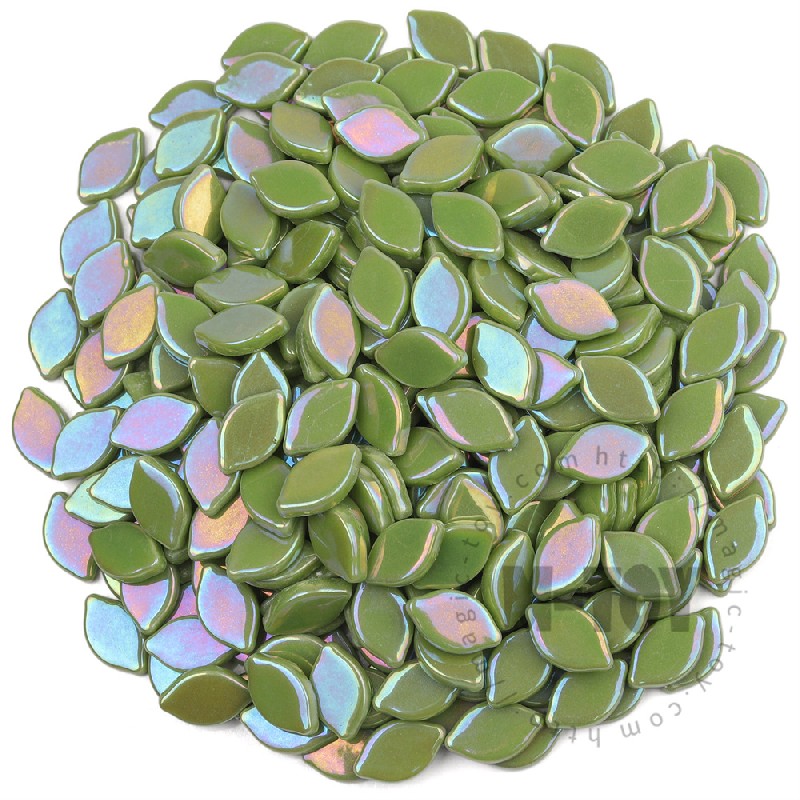 Iridescent Green Small Petals Glass Mosaic SMBI47