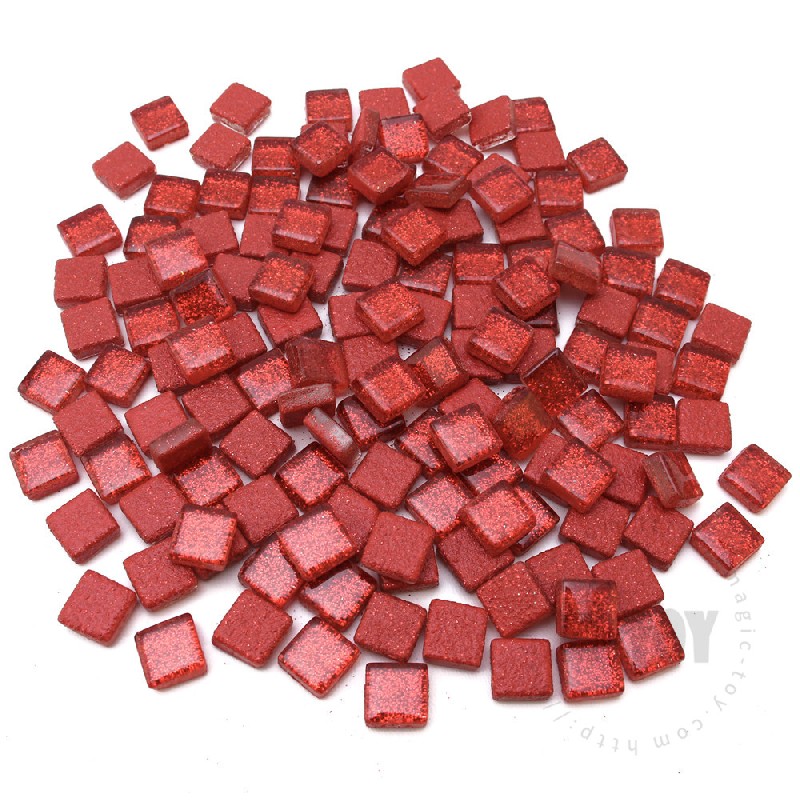 Red Square Glitter Glass Mosaic 10-SPA902