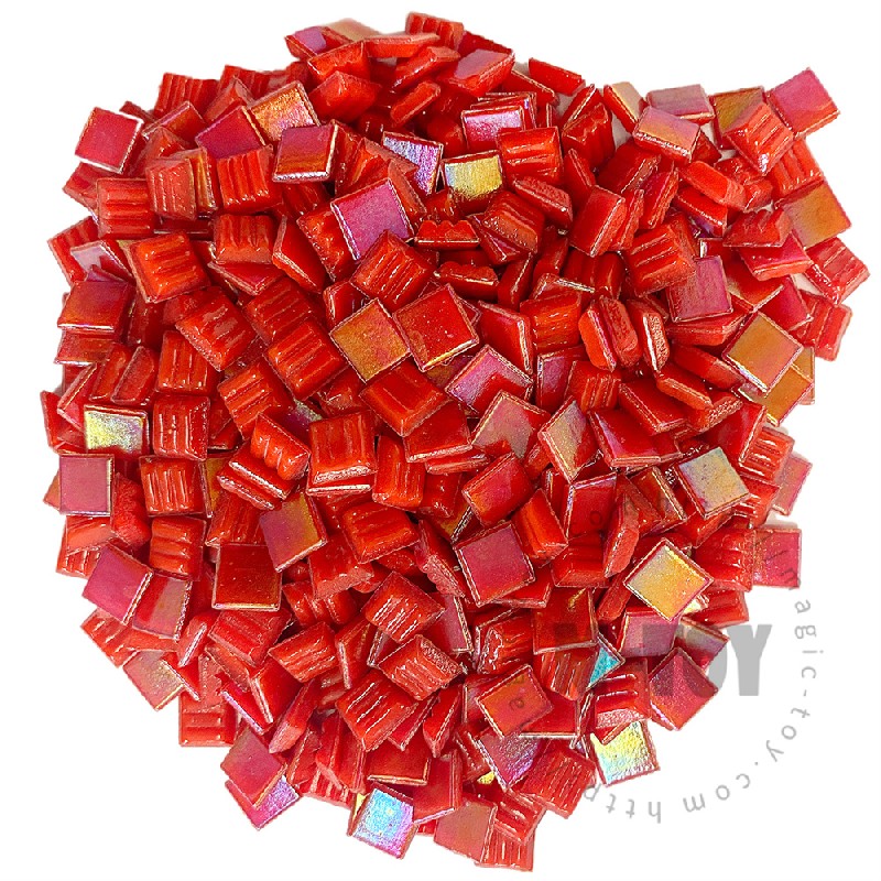 Red Square Iridized Hot-melting Glass Mosaic 10PSI904