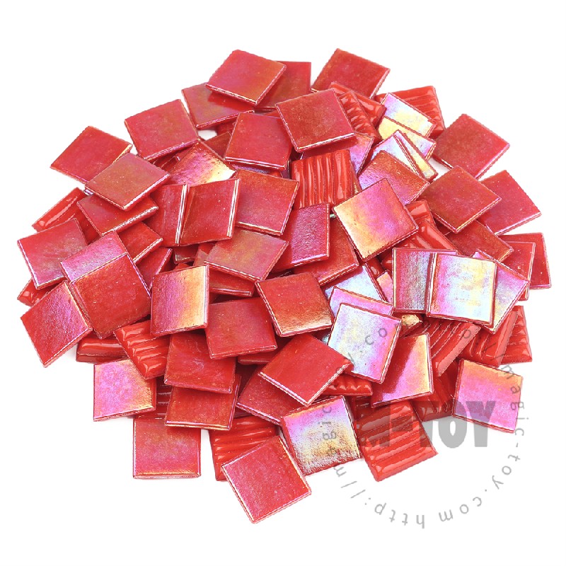 Red  Iridescent Square Hot-melting Glass Mosaic 20PSI904